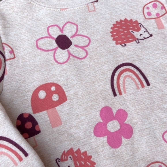 GARANIMALS Girls Crewneck Sweater Rainbow Flowers Mushrooms Cotton Fleece EUC - Picture 2 of 6
